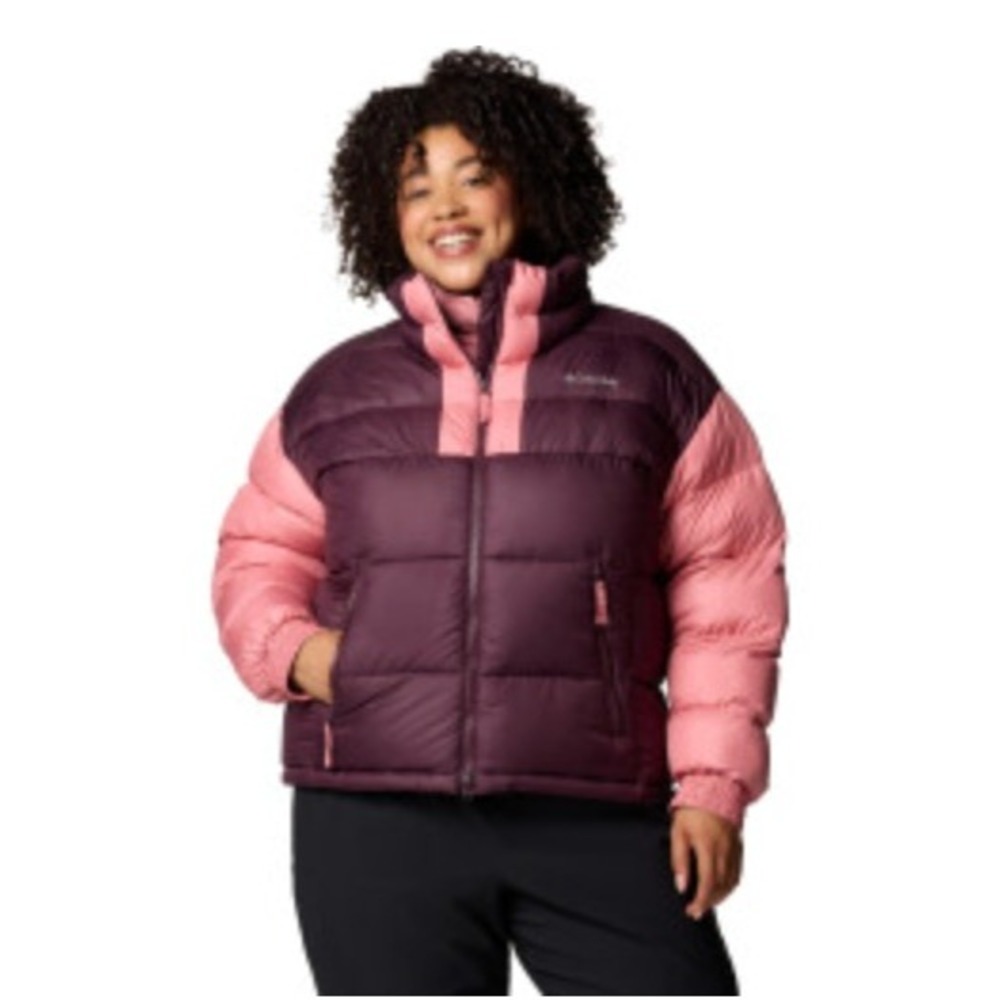 Columbia Women's 2X Pike Lake II Cropped‎ Puffer Jacket Plum Rose Colorblock NWT